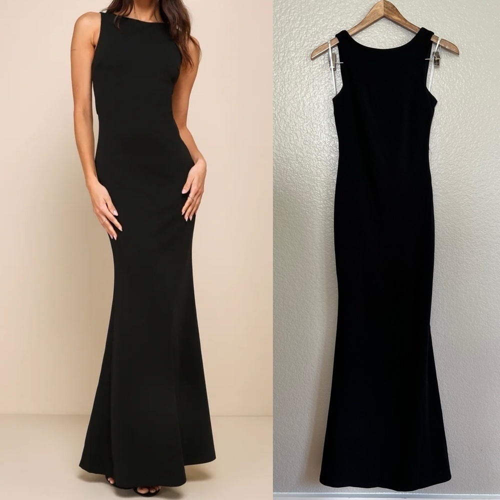 NWOT Love In Your Eyes Black Knotted Mermaid Maxi Dress